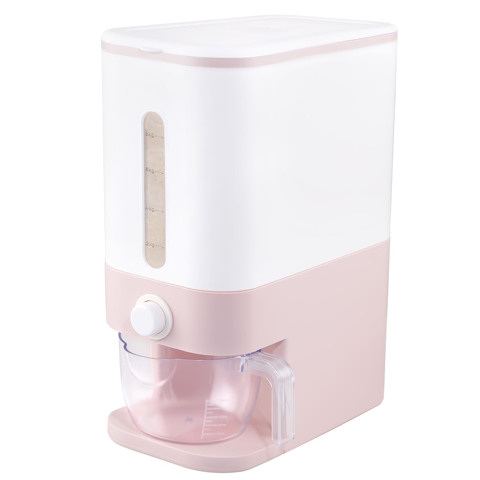 Rubtlamp dispensador de arroz rosado destaca su gran capacidad para la despensa.