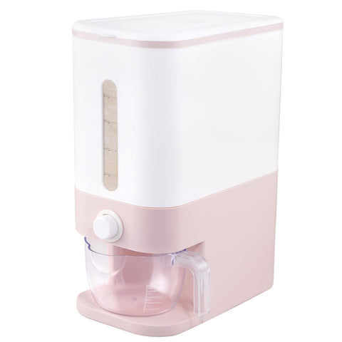 Rubtlamp dispensador de arroz rosado destaca su gran capacidad para la despensa.