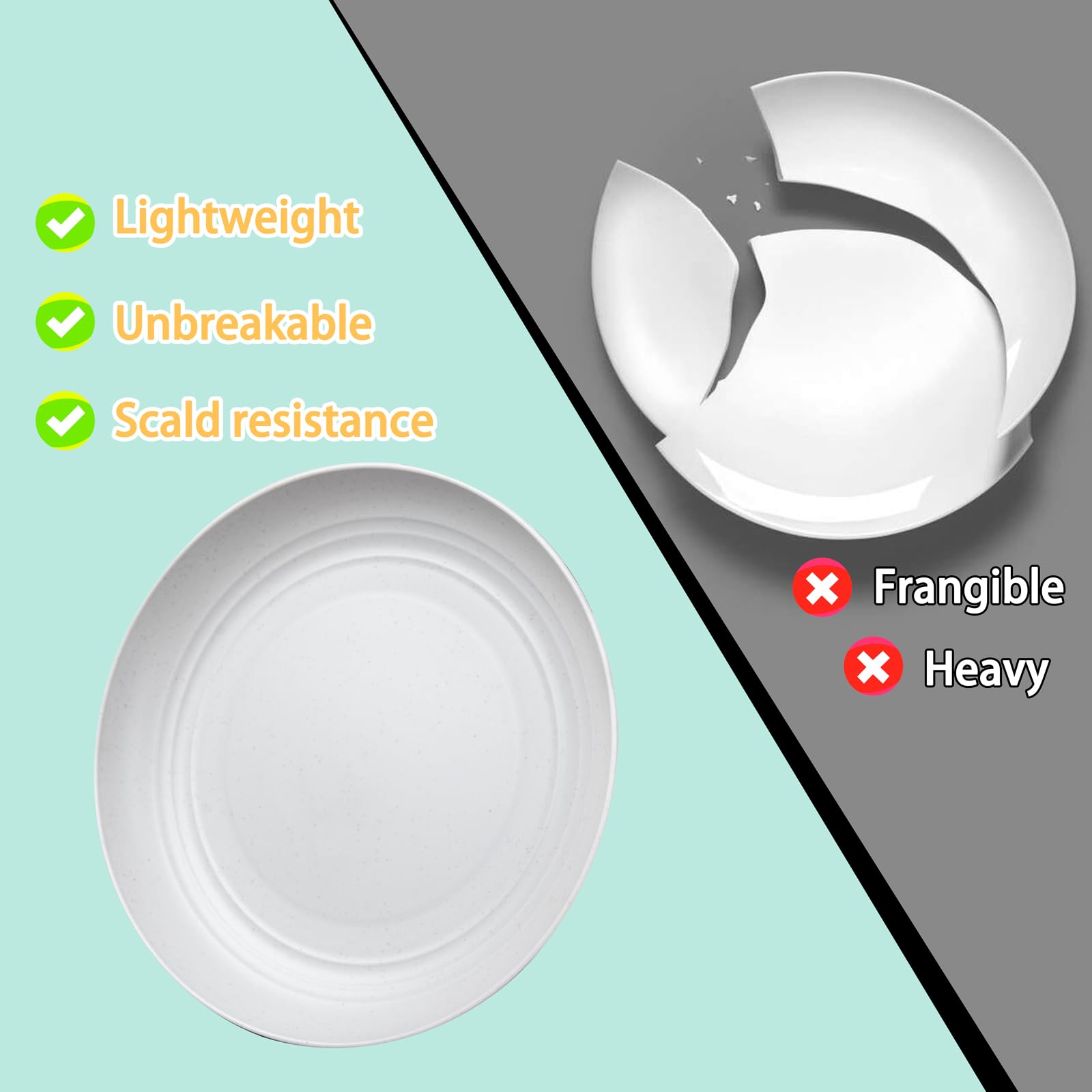 Rubtlamp platos-plastica-paja-trigo lavavajillas aptos para limpieza fácil