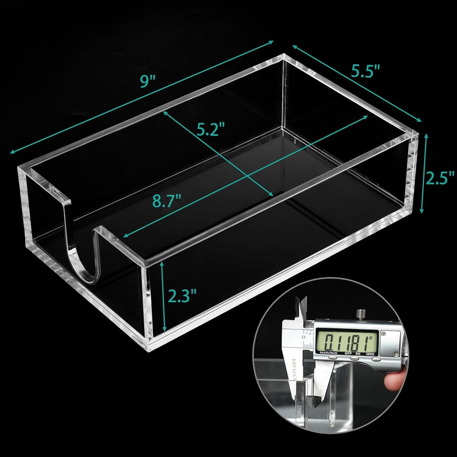 Rubtlamp soporte servilletas plano 9x5,5x2,5 pulgadas: acceso rápido y limpio.