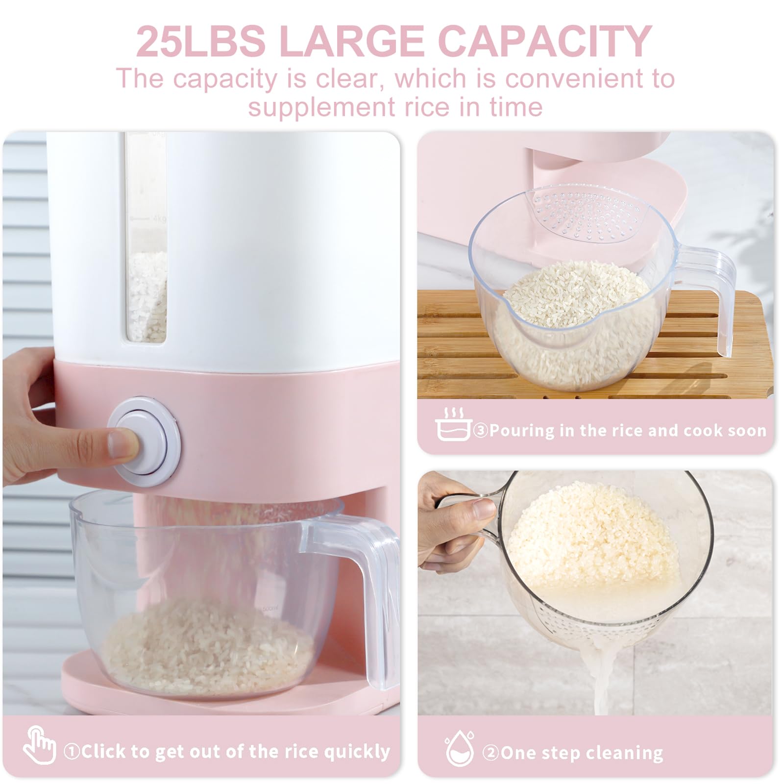 Rubtlamp taza medidora facilita porciones precisas de arroz.