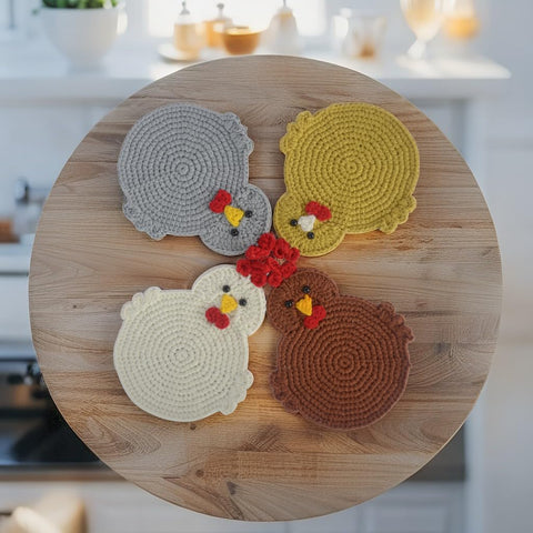 Posavasos de pollo detalle de RucaDeco, protege superficies de manchas y calor.