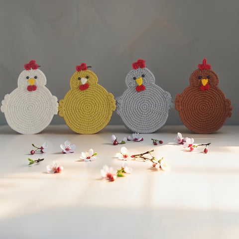 Posavasos de pollo para hogar de RucaDeco, útil para comedor y oficina.