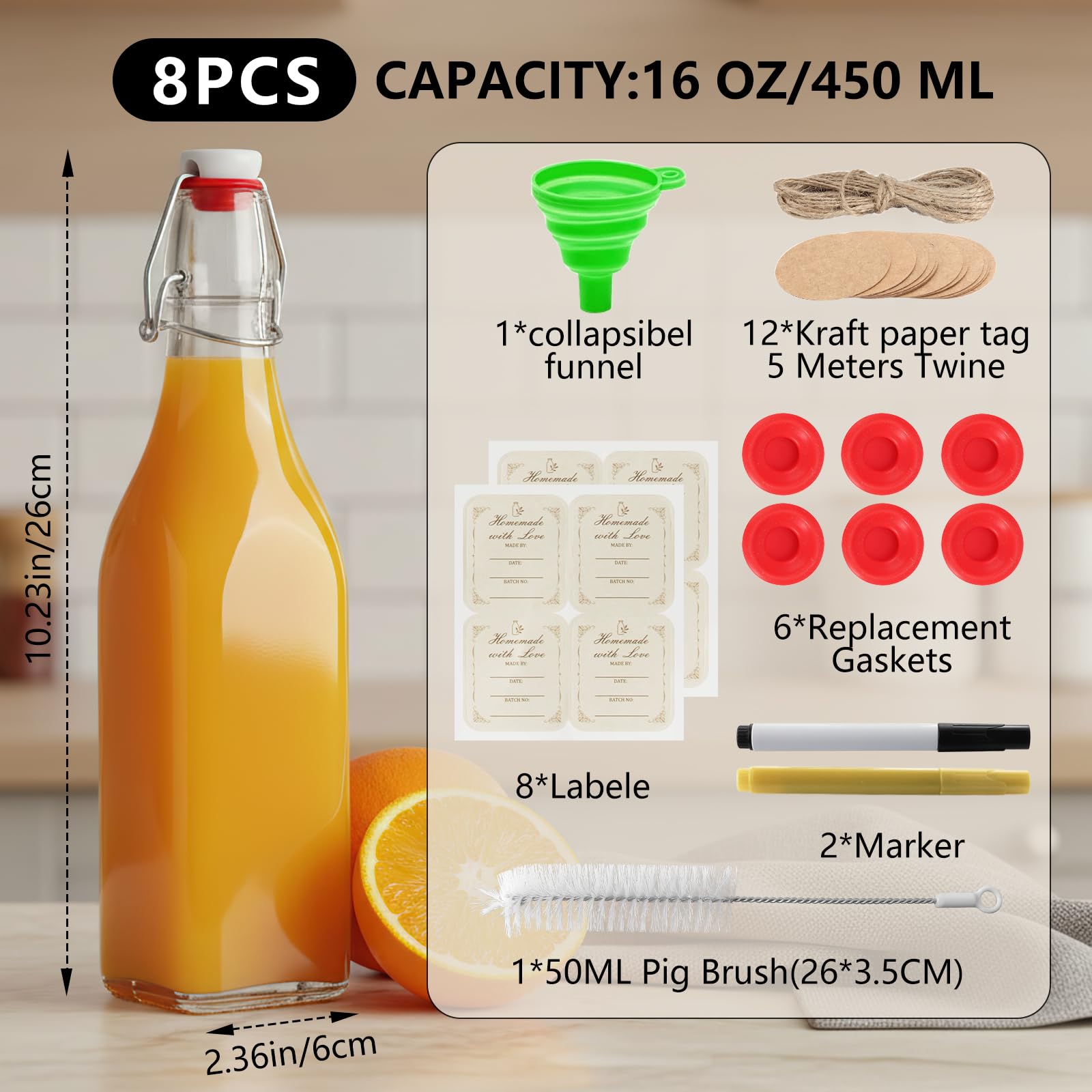 Ruckae: botella de vidrio cierre hermético para evitar derrames