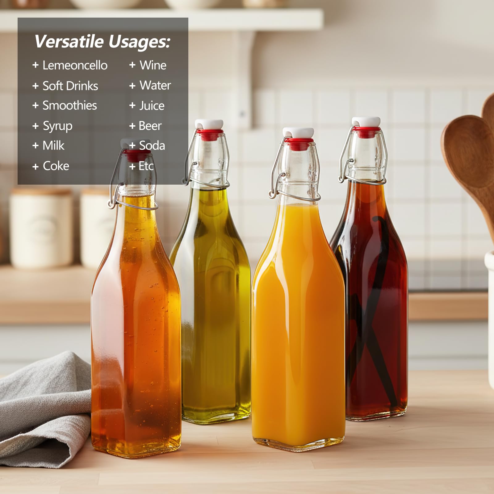 Ruckae: botella de vidrio usos múltiples para kombucha, sirope y aceites