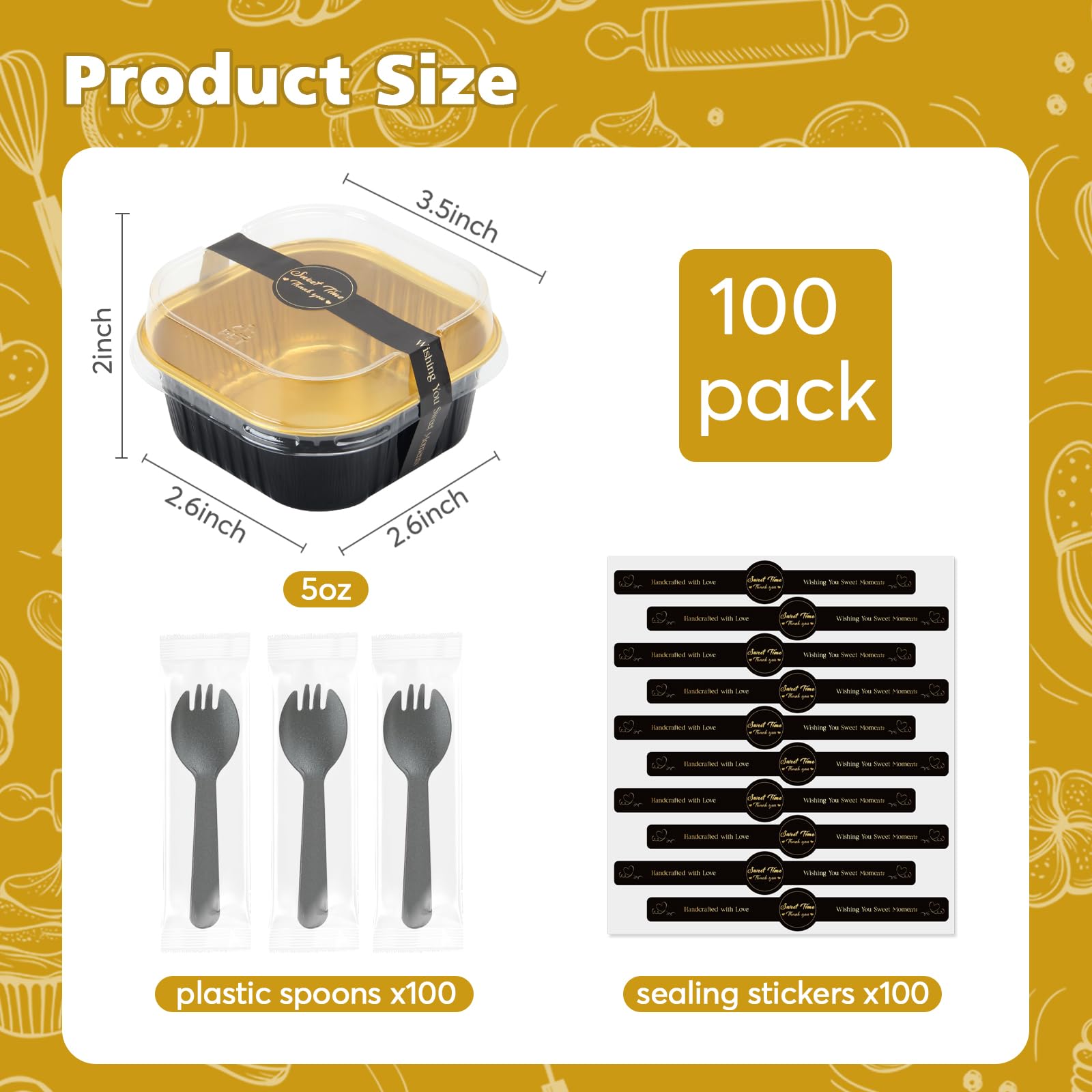 Ruckae contenedores dulces aluminio desechables reciclables, opción ecológica para eventos