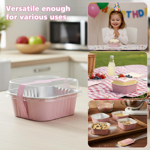Ruckae envases de aluminio rosa, desechables para fiestas.