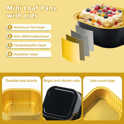 Ruckae mini pan para pasteles cuadrados con tapa, perfecto para cupcakes