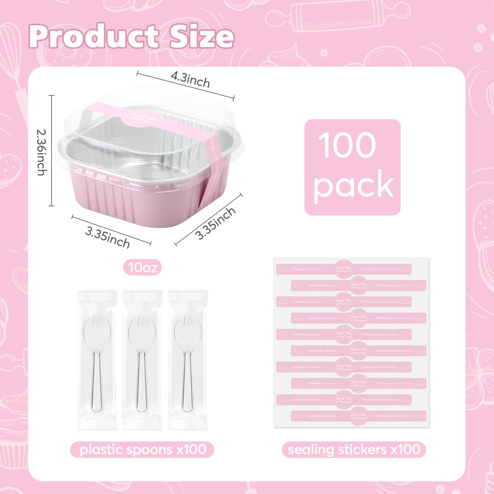Ruckae mini pasteles con tapas, 10oz, para eventos.