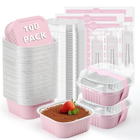 Ruckae moldes cuadrados 10oz con tapas para porciones.