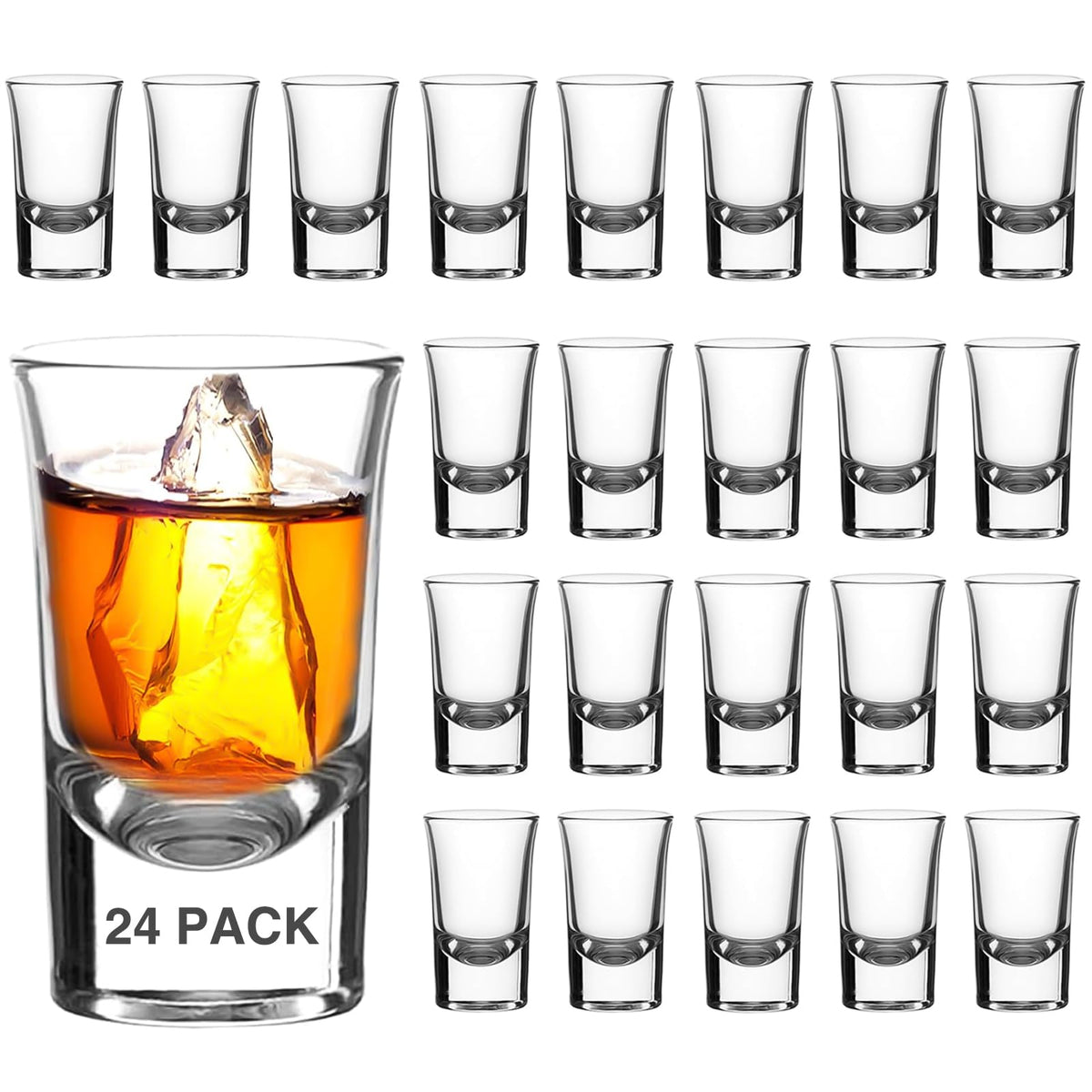Vaso chupito Ruckae 1oz con base pesada para mayor estabilidad.