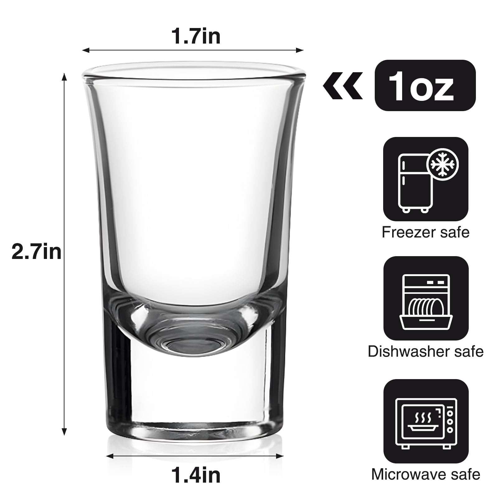 Vaso chupito Ruckae vidrio claro sin plomo, duradero y presentable.