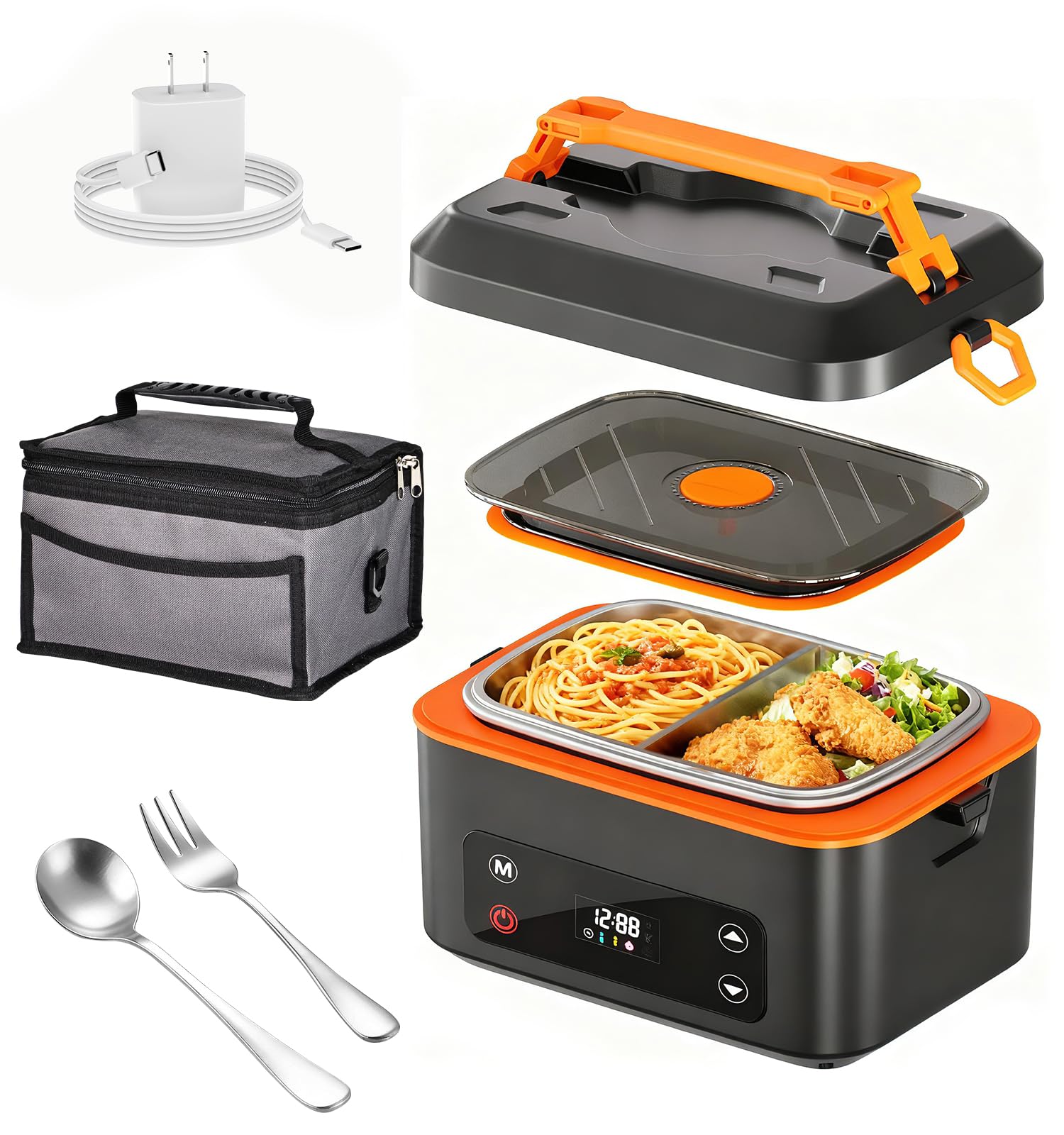 RUDAP caja-almuerzo eléctrica con pantalla de temperatura para control preciso.