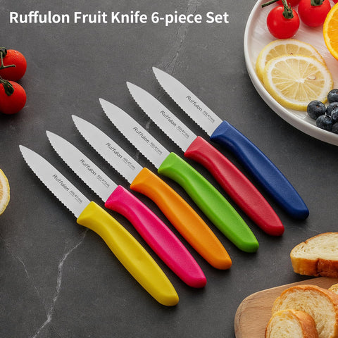 Ruffulon cuchillo pelador, uso diario: corta pan, verduras y frutas sin esfuerzo.
