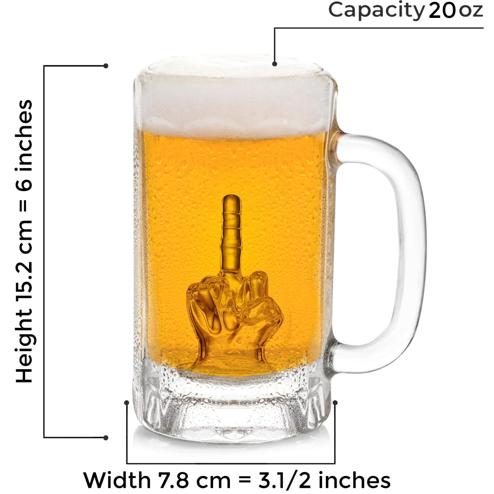 Jarra de vidrio RUGLUSH con asa robusta para cervezas frías