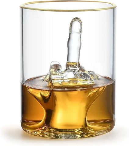 Vaso RUGLUSH whisky con dedo medio 3D, regalo llamativo para cenas