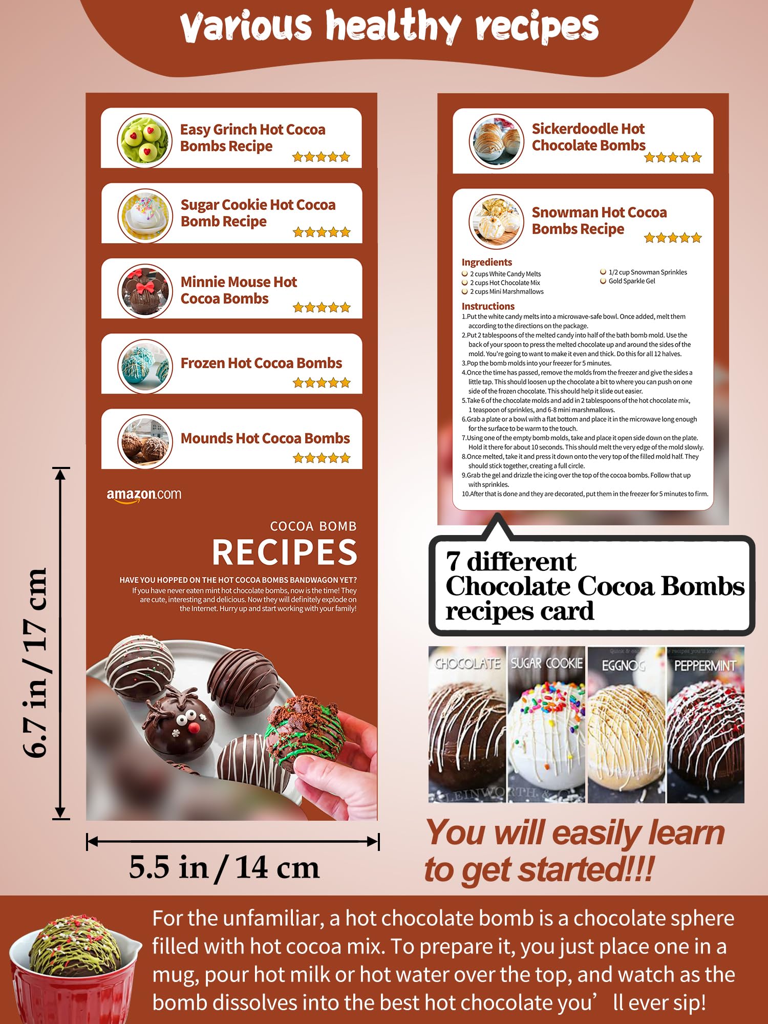 RUGVOMWM tarjetas de recetas, ideas creativas para bombas de chocolate.