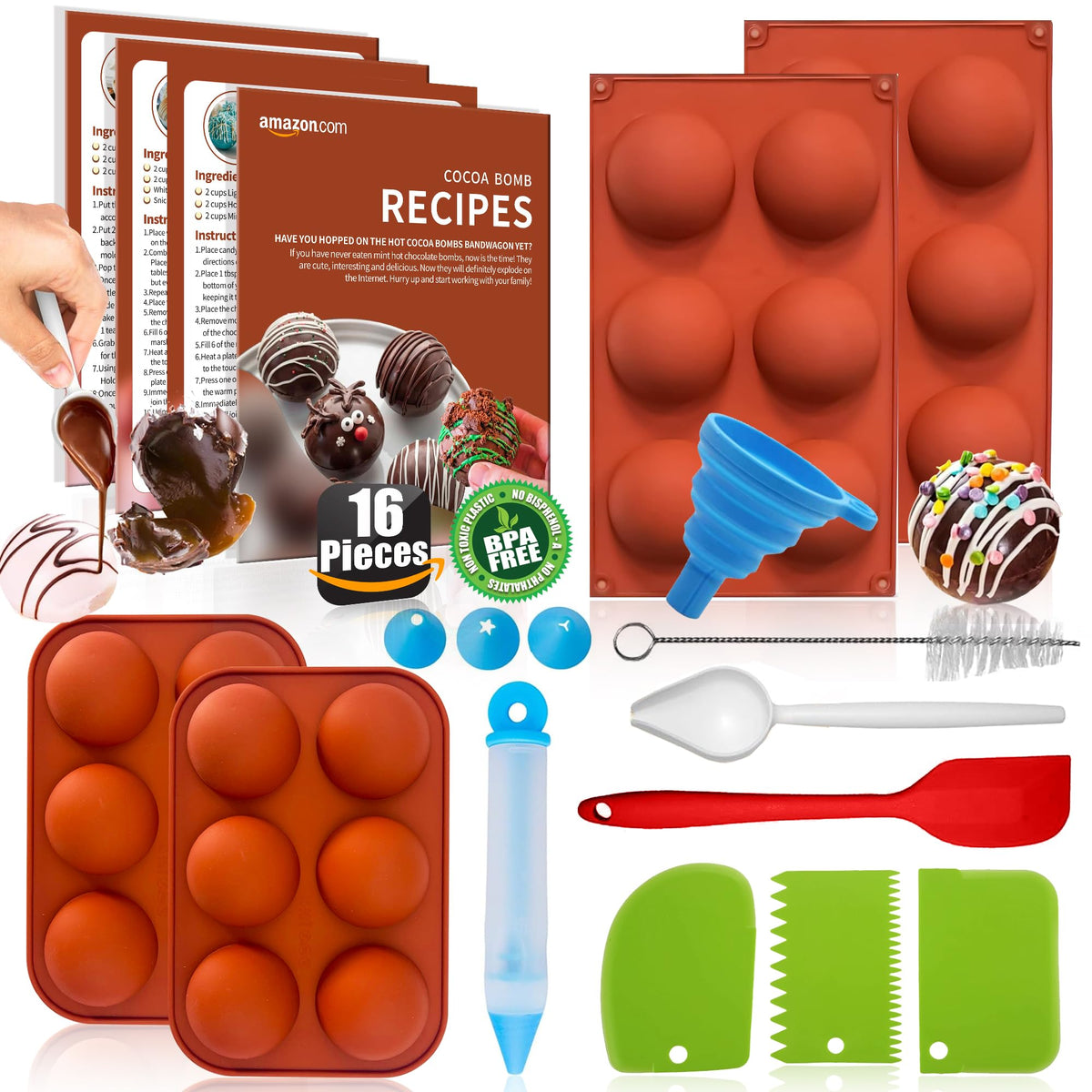 RUGVOMWM moldes cacao bombas 2.5”, facilita desmolde suave y preciso.
