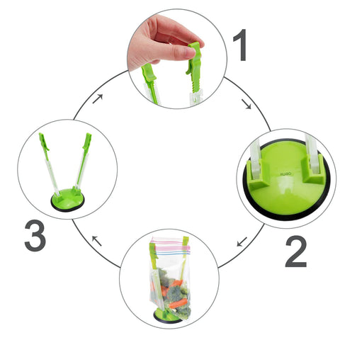 Ruibo Baggy Rack Clip Seguro para uso manos libres en cocina.