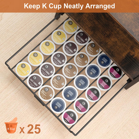 RUILALIFE Barra de café, cajón-deslizable para cápsulas K-Cup, organización clara.