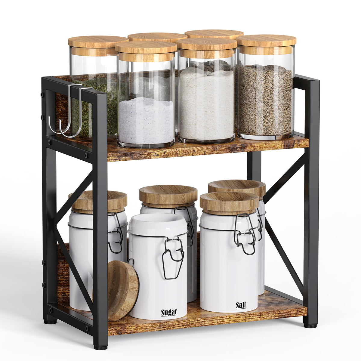 Estante RUILALIFE para encimera de dos niveles ideal para barra de café y organización.