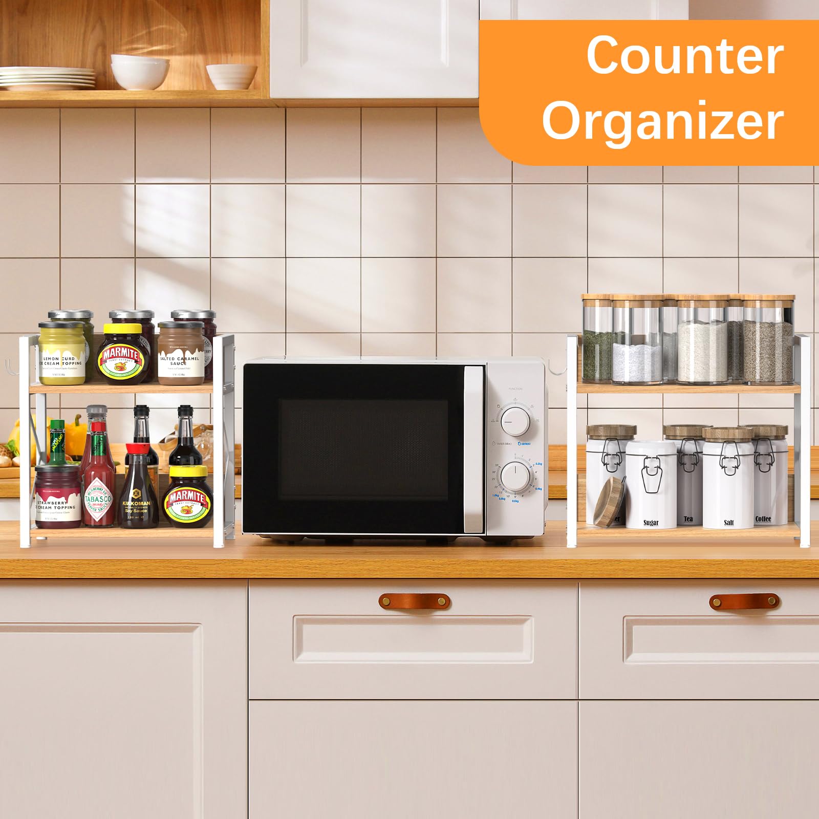 RUILALIFE organizador para café y bar dos niveles, optimiza el mostrador.