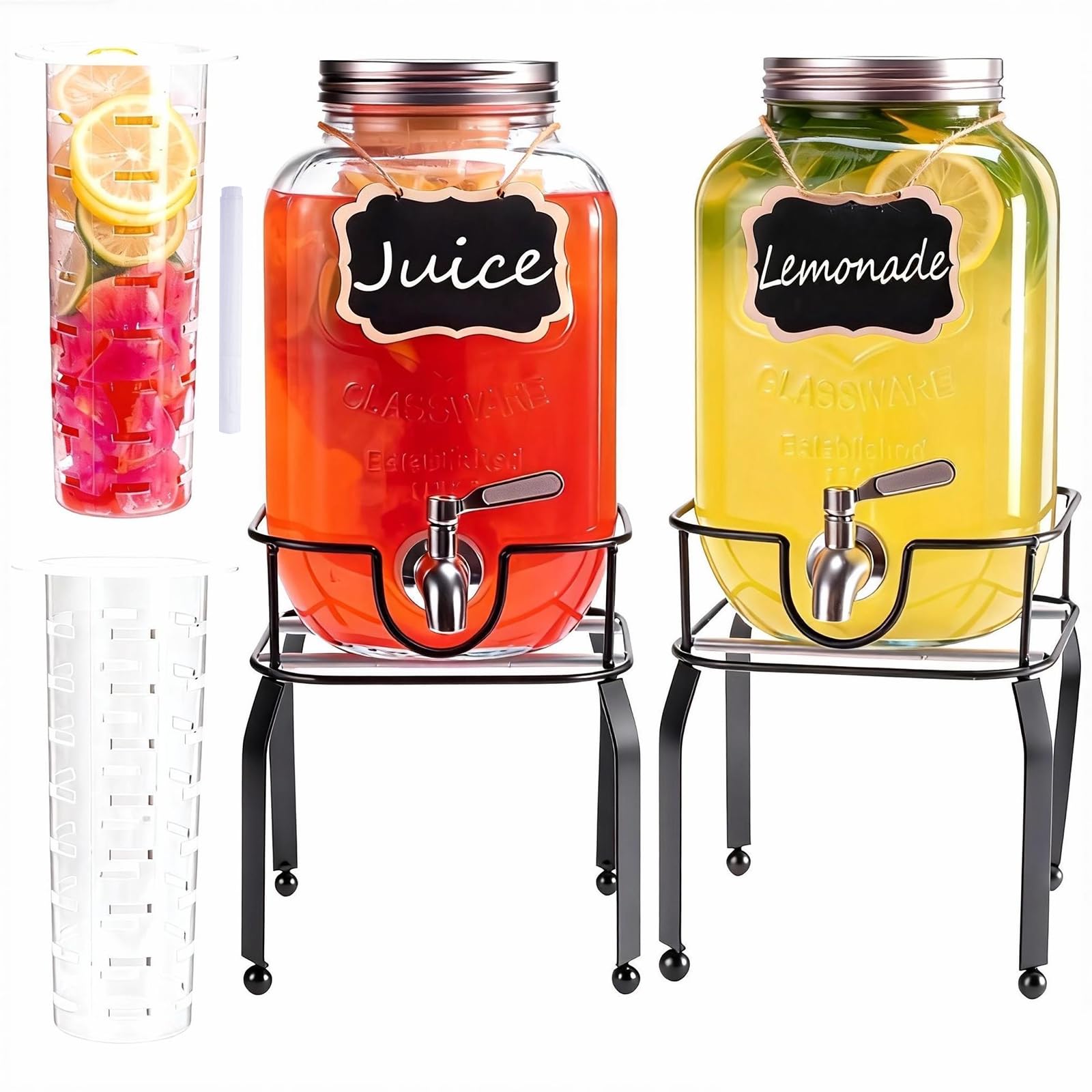 Dispensadores RuileMei de vidrio 1 galón, diseño dos-en-uno ideal para fiestas.