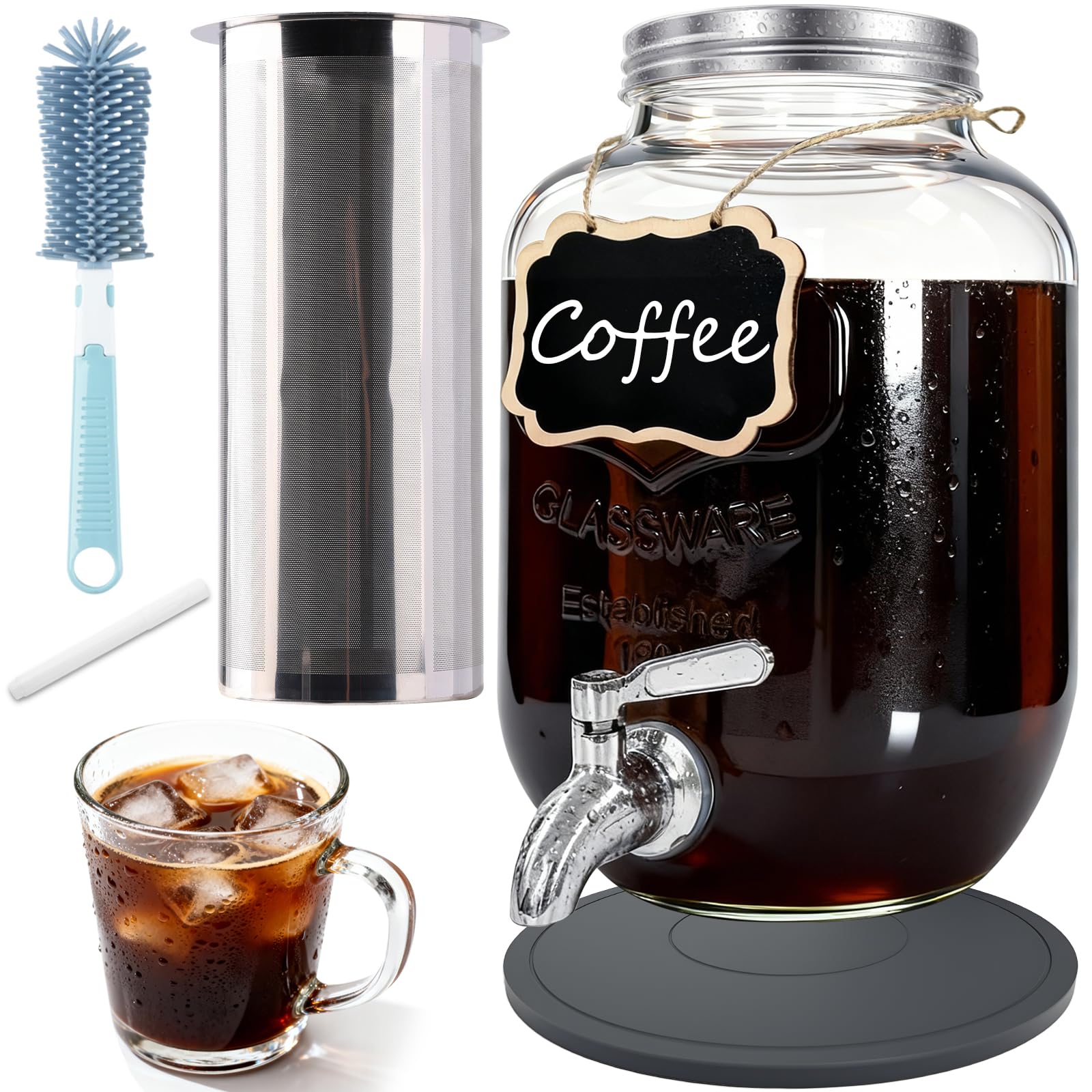 RuileMei jarro de vidrio con boquilla para vertido estable de café frío