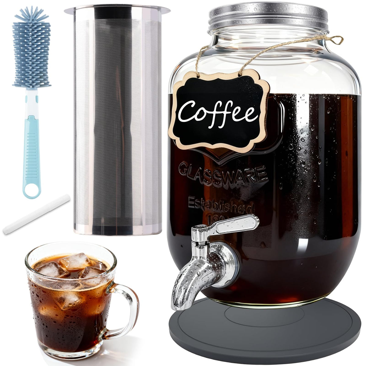 RuileMei jarro de vidrio con boquilla para vertido estable de café frío