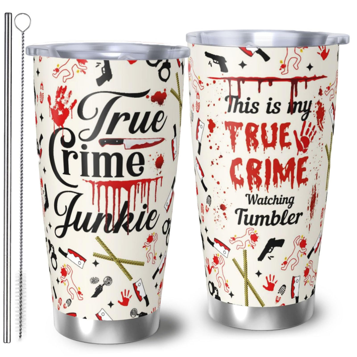 Vaso térmico de RUIYIMOEO con logotipo de crimen real y acabado sofisticado.
