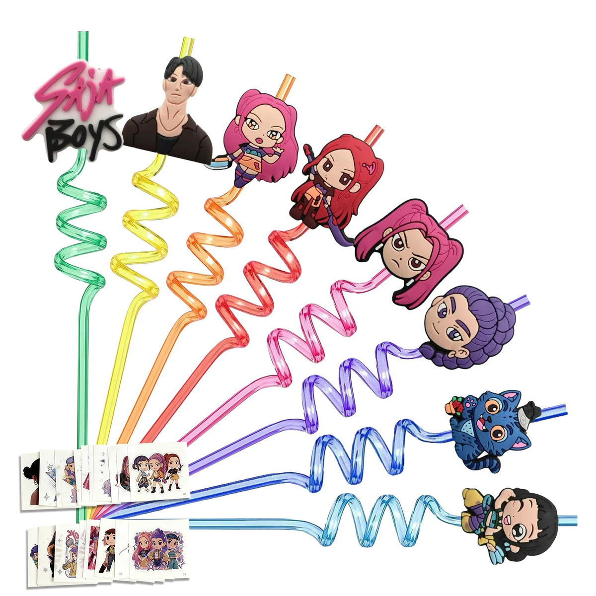 RuizeDudu pajillas espirales con diseños anime, ideales para bebidas divertidas.