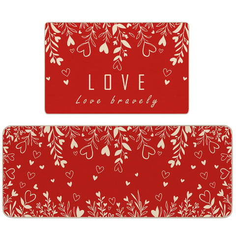 Alfombra Ruizhuo con corazón rojo para cocina, aporta estilo y seguridad antideslizante.