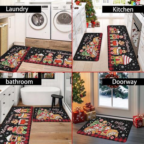 RUIZHUO alfombra entrada, motivo navideño hombre-jengibre.