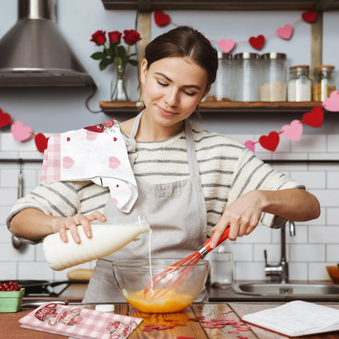 Toallas Ruizhuo rosa suave, decoran la cocina y secan con suavidad