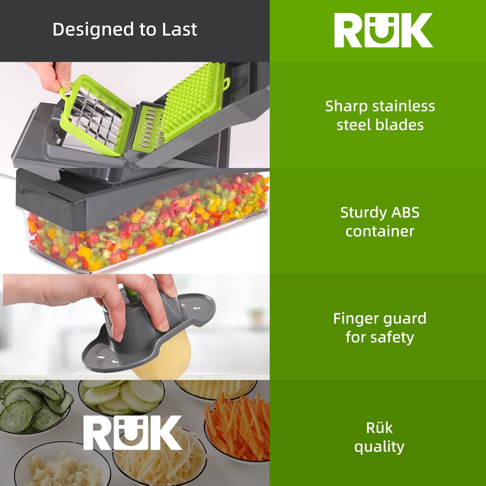 RüK 10-en-1, acabado gris-verde que realza la cocina y facilita la tarea
