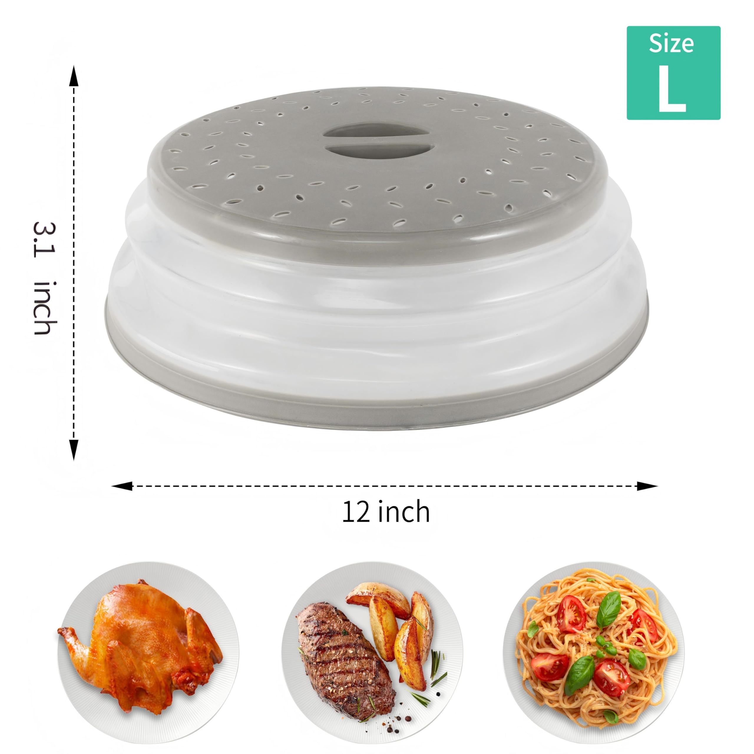 RUNZI tapa microondas ventilada protege el interior y permite liberación de vapor.