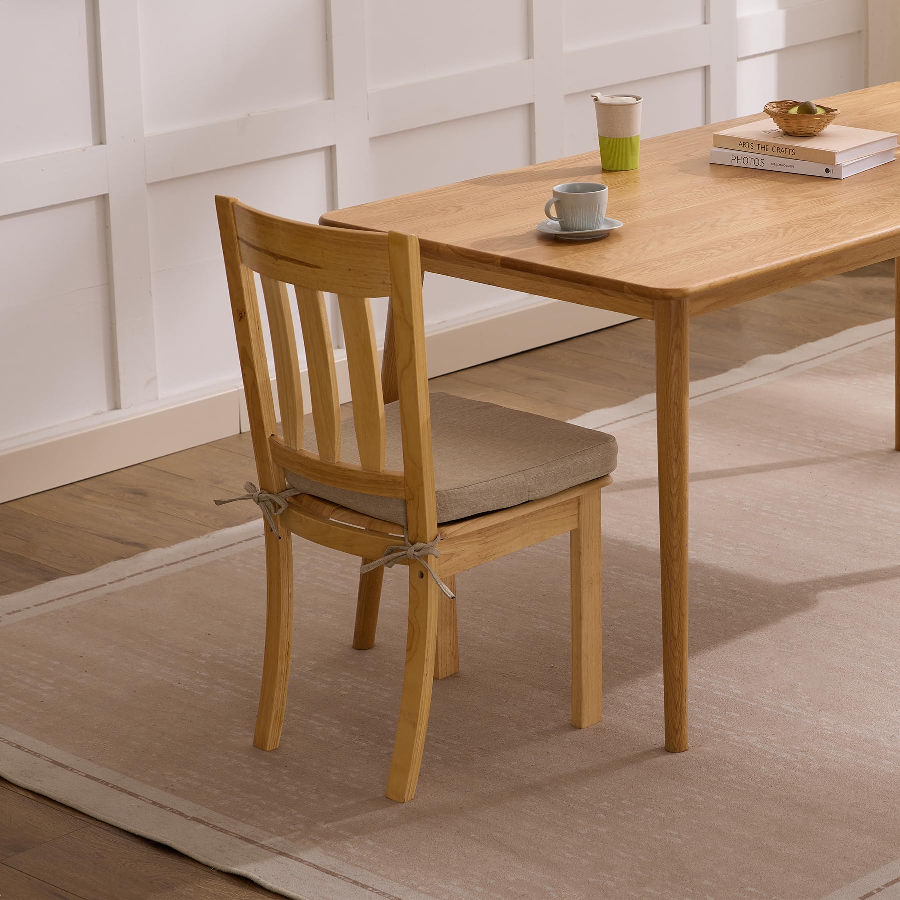 Cojines Ruqmuis beige para comedor, set de 2