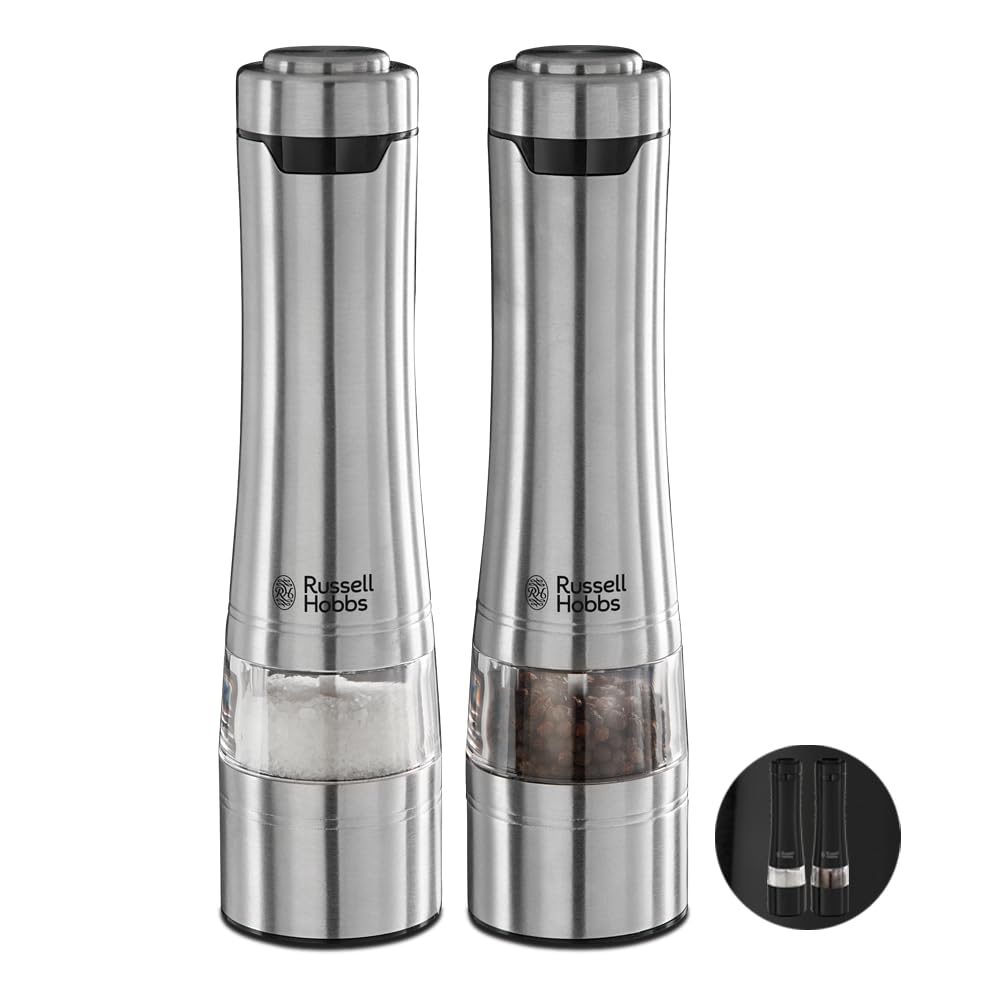 Molinillos Russell Hobbs con base iluminada para dosificación precisa.