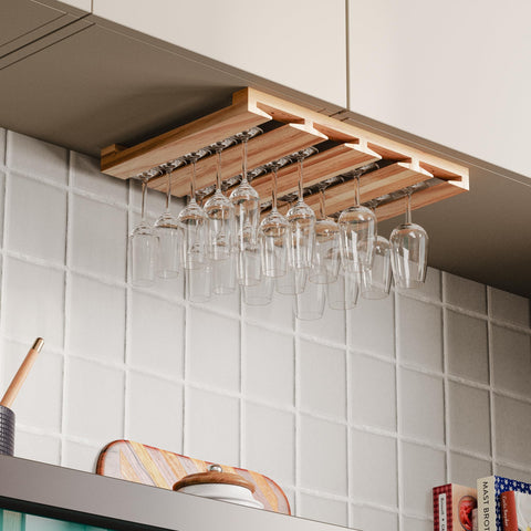 Portacopas de madera Rustic State Eze, 4 secciones para copas.