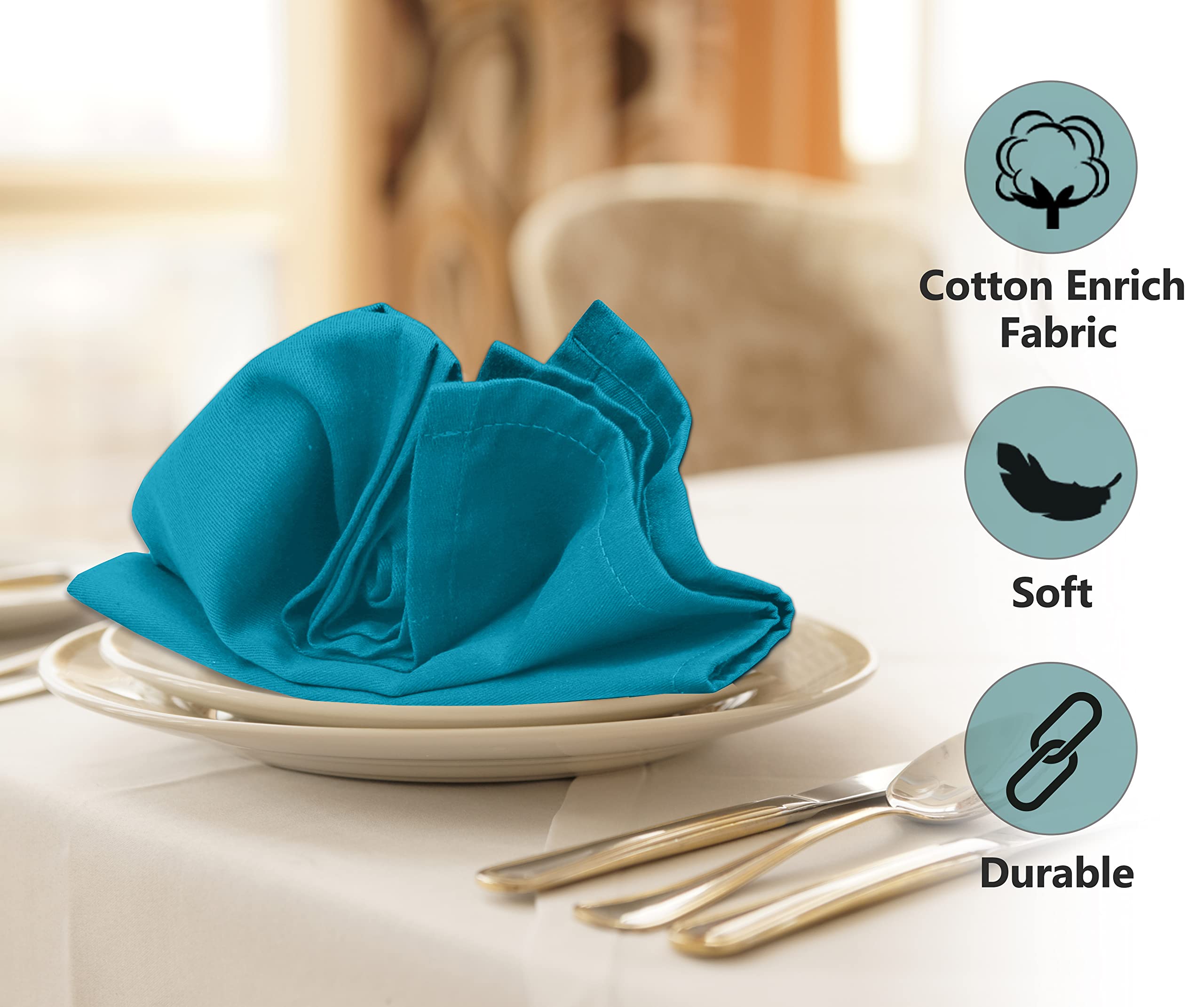 Ruvanti set de 6 servilletas 18x18 con borde doble para eventos.