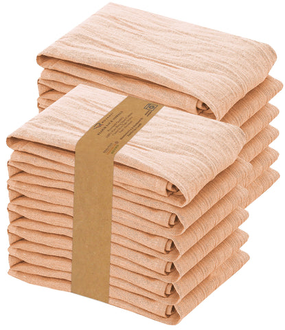Toallas de saco de harina RUVANTI durazno dobladas para almacenamiento práctico en la cocina