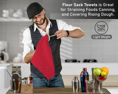 RUVANTI saco harina rojo, toallas absorbentes para cocinar y secar utensilios.