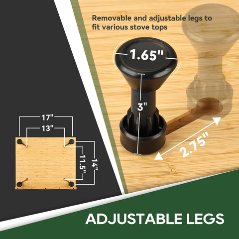 RVGUARD pies ajustables de 3 pulgadas ofrecen estabilidad sobre diferentes estufas.