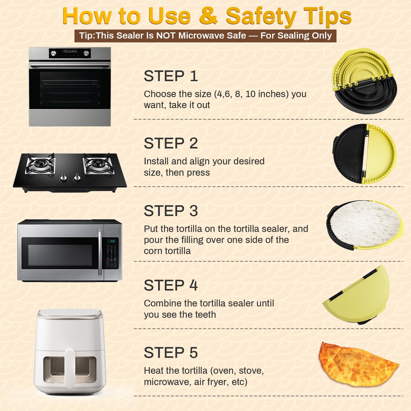 RWIXR Crimpador para usos múltiples en tortillas y wraps.