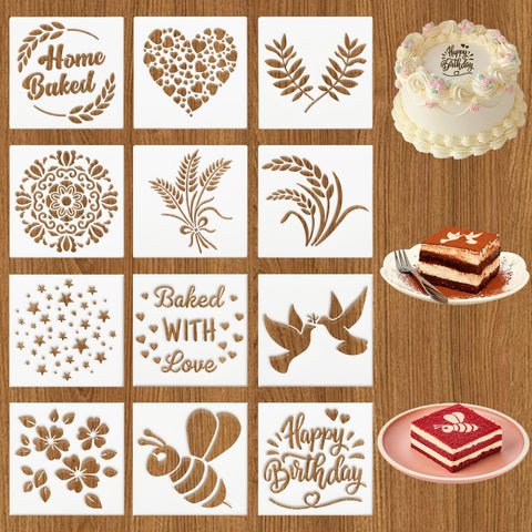 Plantillas Ryetvok para masa madre con trigo y flores, ideal para pan decorado.