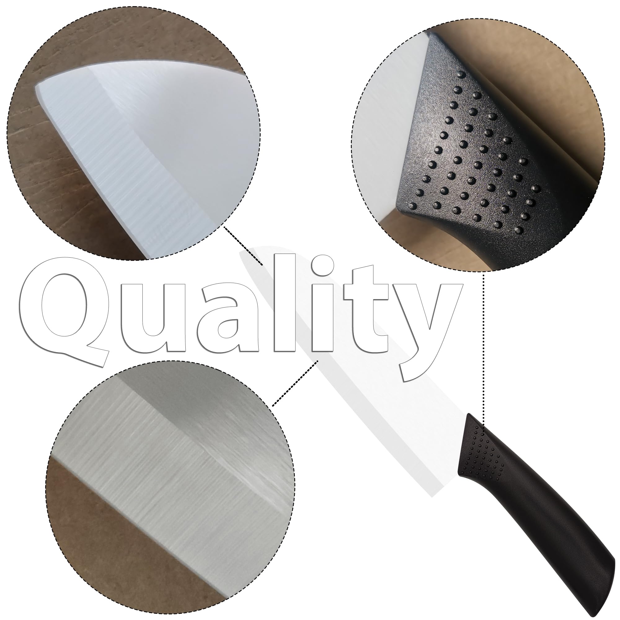 Cuchillo cerámico Rynal, mango resina negro, agarre ergonómico.