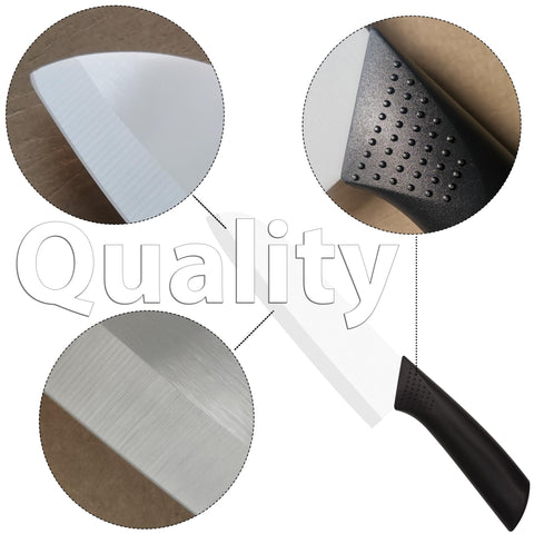 Cuchillo cerámico Rynal, mango resina negro, agarre ergonómico.