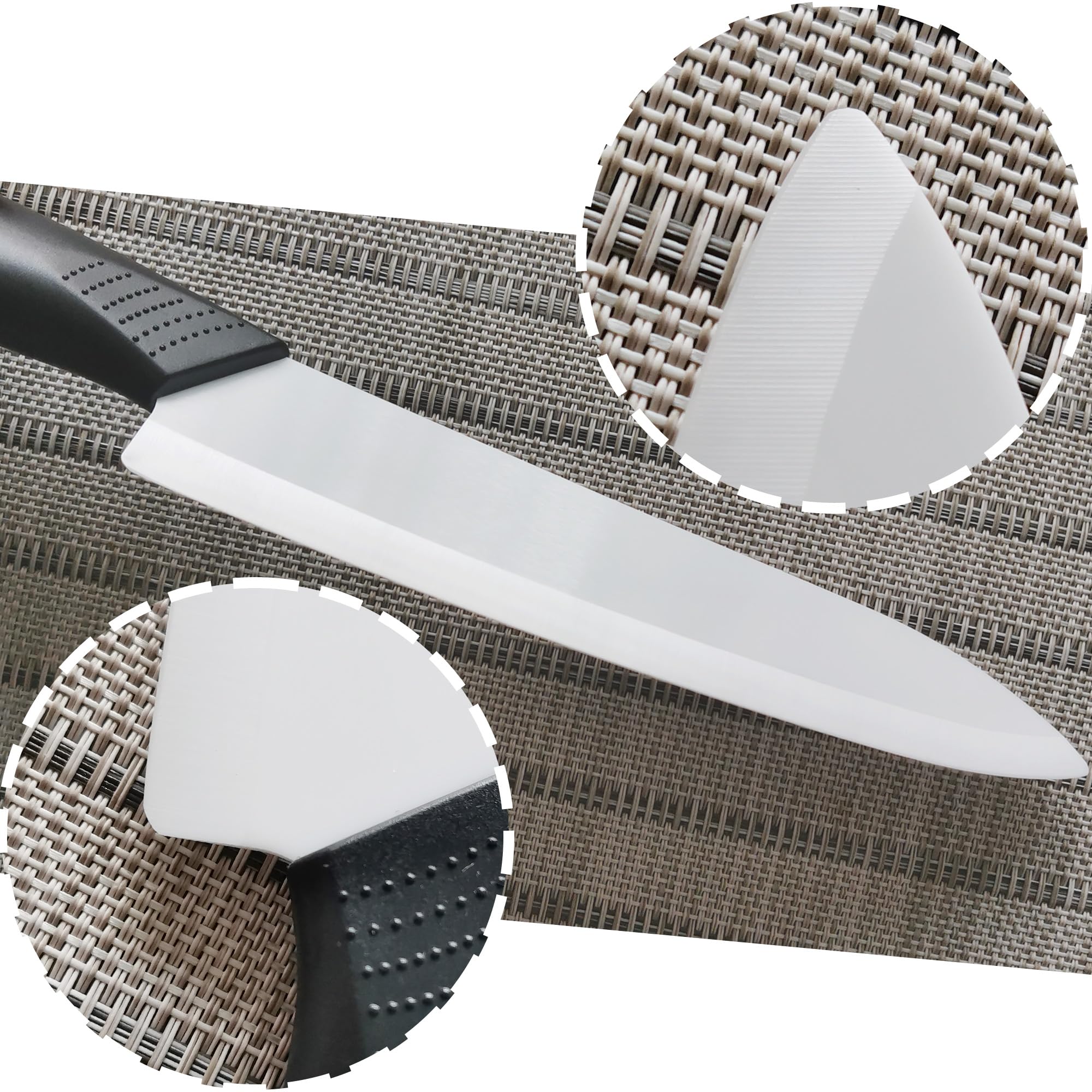 Cuchillo cerámico Rynal ofrece filo estable gracias a la cerámica de alta dureza.