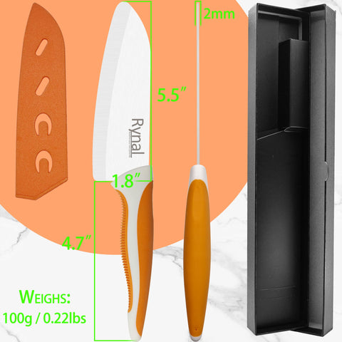 Rynal santoku cerámico 5,5 pulgadas con estuche y regalo perfecto.