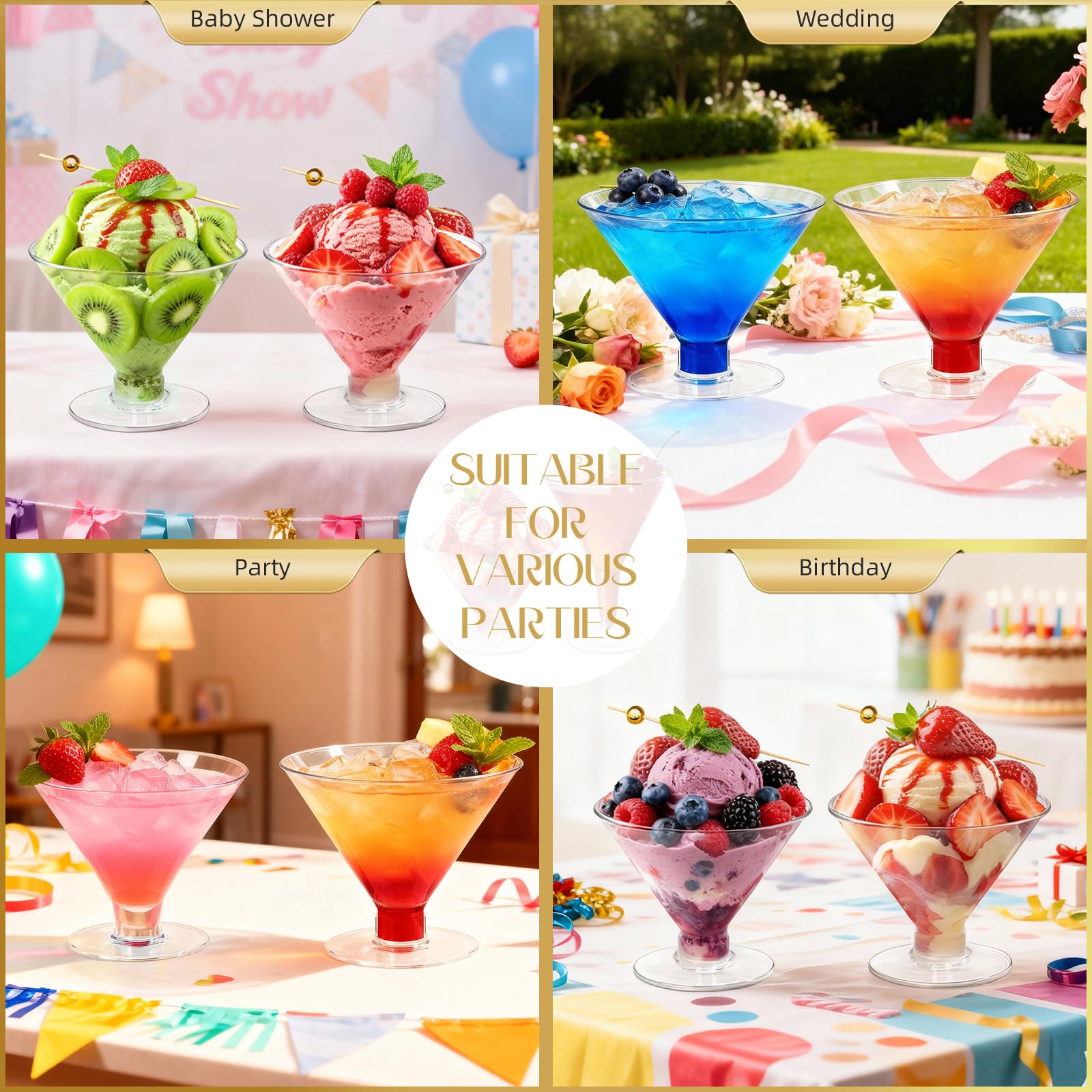 Vasos martini apilables Rytoxilo para almacenamiento sencillo tras el evento.